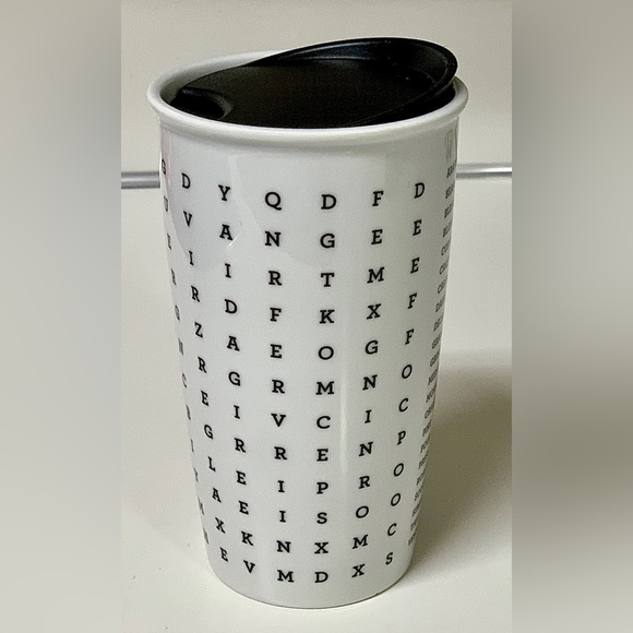 2016 Limited Edition 12 oz STARBUCKS COFFEE Word Search Eye Chart Travel Mug - Picture 10 of 16